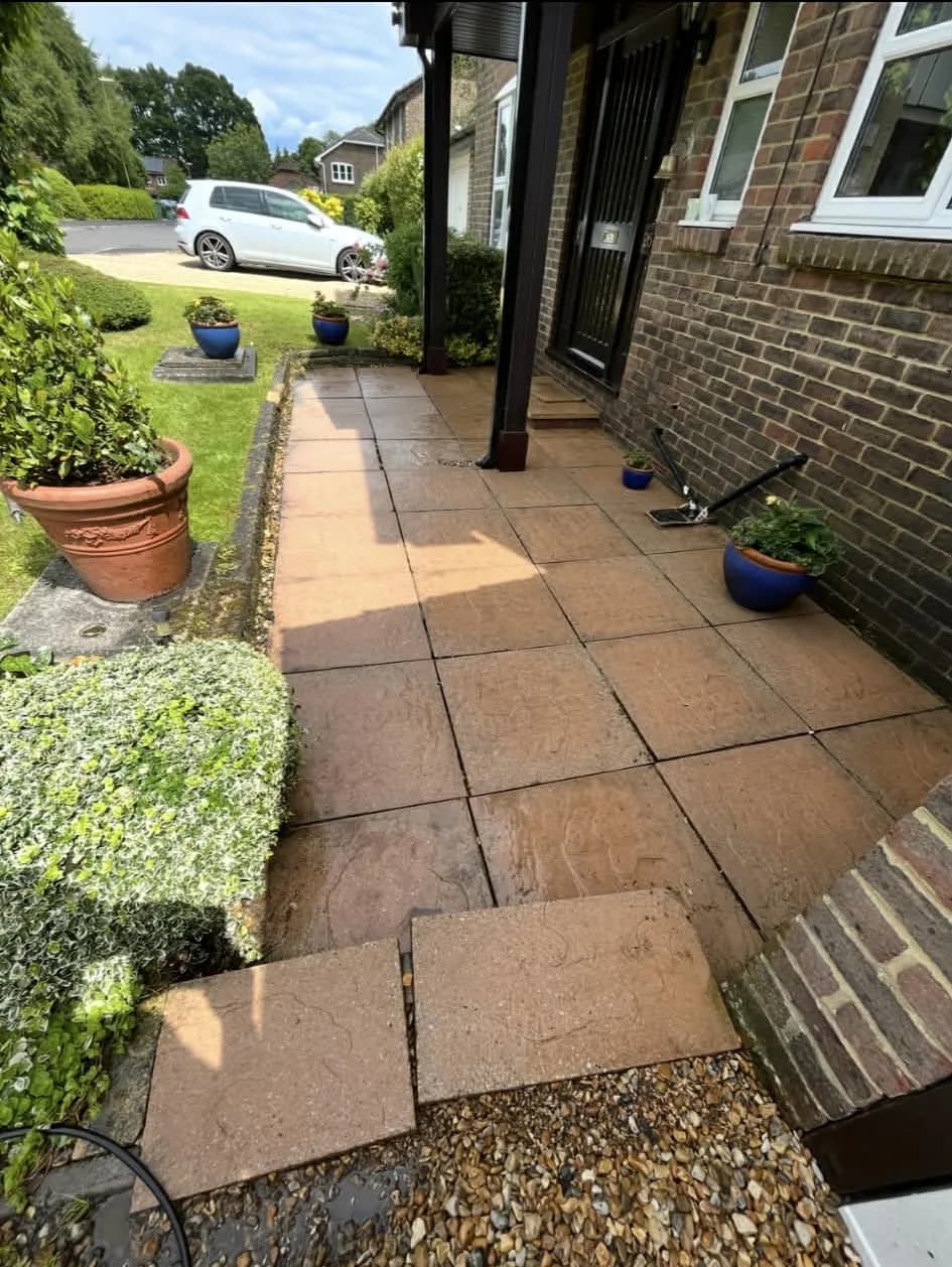 Patio cleaned with professional pressure washing
